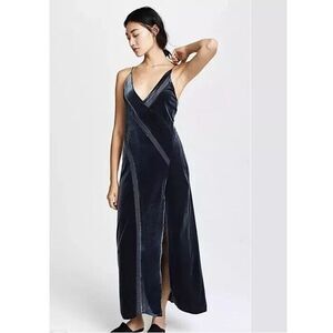 Free People Intimately Velvet Maxi Slip Dress Jade Green Whimsigoth Fairy Sm